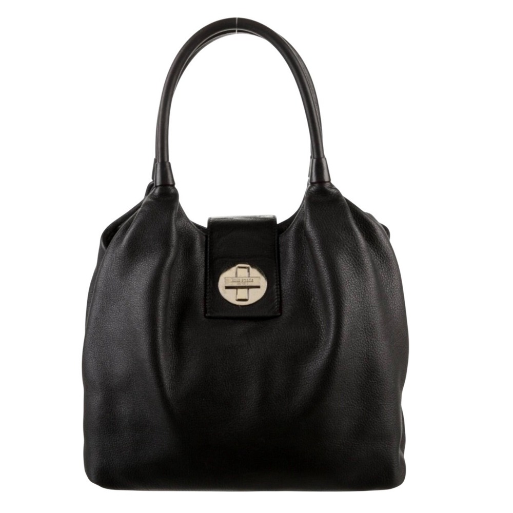Kate Spade Stevie Black Leather Gathered Shoulder Bag Tote Purse EUC - Picture 2 of 11